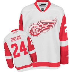 Detroit Red Wings Chris Chelios Official White Reebok Authentic Adult Away NHL Hockey Jersey