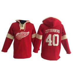 Detroit Red Wings Henrik Zetterberg Official Red Old Time Hockey Authentic Adult Pullover Hoodie Jersey