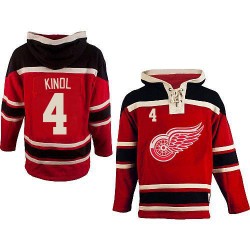 Detroit Red Wings Jakub Kindl Official Red Old Time Hockey Authentic Adult Sawyer Hooded Sweatshirt Jersey