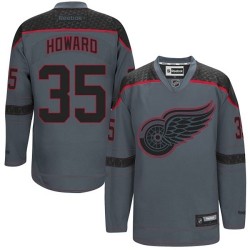 Detroit Red Wings Jimmy Howard Official Reebok Premier Adult Charcoal Cross Check Fashion NHL Hockey Jersey