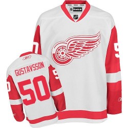 Detroit Red Wings Jonas Gustavsson Official White Reebok Authentic Adult Away NHL Hockey Jersey