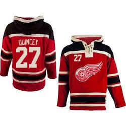 Detroit Red Wings Kyle Quincey Official Red Old Time Hockey Authentic Adult Sawyer Hooded Sweatshirt Jersey