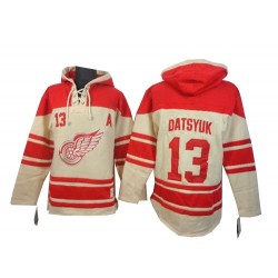 Detroit Red Wings Pavel Datsyuk Official Cream Old Time Hockey Authentic Adult Sawyer Hooded Sweatshirt Jersey