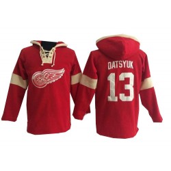 Detroit Red Wings Pavel Datsyuk Official Red Old Time Hockey Premier Adult Pullover Hoodie Jersey