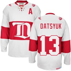 Detroit Red Wings Pavel Datsyuk Official White CCM Premier Adult Winter Classic Throwback NHL Hockey Jersey