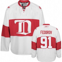 Detroit Red Wings Sergei Fedorov Official White Reebok Premier Adult Third Winter Classic NHL Hockey Jersey