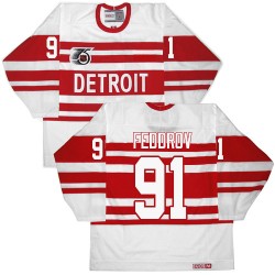 Detroit Red Wings Sergei Fedorov Official White CCM Authentic Adult Throwback 75TH NHL Hockey Jersey