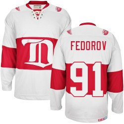 Detroit Red Wings Sergei Fedorov Official White CCM Authentic Adult Winter Classic Throwback NHL Hockey Jersey