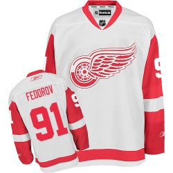 Detroit Red Wings Sergei Fedorov Official White Reebok Authentic Adult Away NHL Hockey Jersey