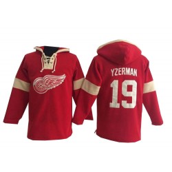 Detroit Red Wings Steve Yzerman Official Red Old Time Hockey Authentic Adult Pullover Hoodie Jersey