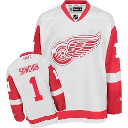 Detroit Red Wings Terry Sawchuk Official White Reebok Authentic Adult Away NHL Hockey Jersey