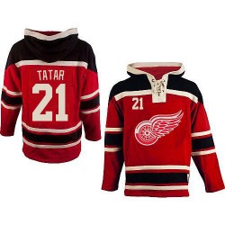 Detroit Red Wings Tomas Tatar Official Red Old Time Hockey Authentic Adult Sawyer Hooded Sweatshirt Jersey