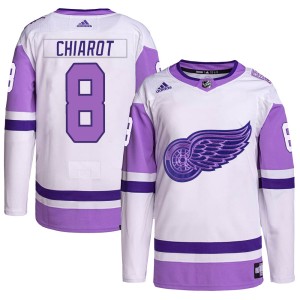 Detroit Red Wings Ben Chiarot Official White/Purple Adidas Authentic Youth Hockey Fights Cancer Primegreen NHL Hockey Jersey