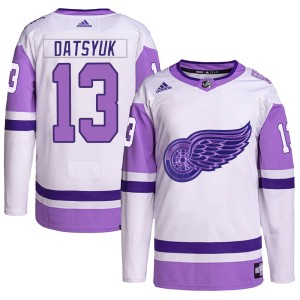 Detroit Red Wings Pavel Datsyuk Official White/Purple Adidas Authentic Youth Hockey Fights Cancer Primegreen NHL Hockey Jersey