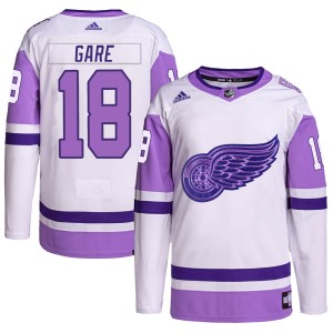 Detroit Red Wings Danny Gare Official White/Purple Adidas Authentic Youth Hockey Fights Cancer Primegreen NHL Hockey Jersey