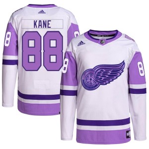 Detroit Red Wings Patrick Kane Official White/Purple Adidas Authentic Youth Hockey Fights Cancer Primegreen NHL Hockey Jersey