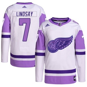 Detroit Red Wings Ted Lindsay Official White/Purple Adidas Authentic Youth Hockey Fights Cancer Primegreen NHL Hockey Jersey
