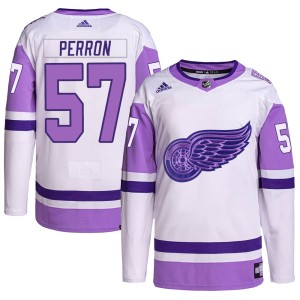 Detroit Red Wings David Perron Official White/Purple Adidas Authentic Youth Hockey Fights Cancer Primegreen NHL Hockey Jersey