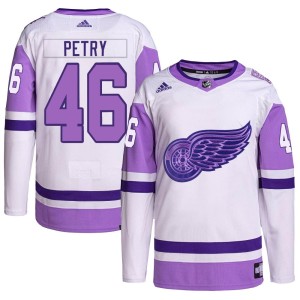 Detroit Red Wings Jeff Petry Official White/Purple Adidas Authentic Youth Hockey Fights Cancer Primegreen NHL Hockey Jersey