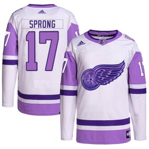 Detroit Red Wings Daniel Sprong Official White/Purple Adidas Authentic Youth Hockey Fights Cancer Primegreen NHL Hockey Jersey