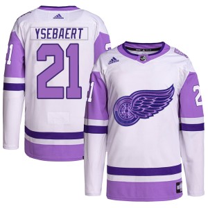 Detroit Red Wings Paul Ysebaert Official White/Purple Adidas Authentic Youth Hockey Fights Cancer Primegreen NHL Hockey Jersey