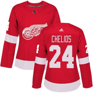 Detroit Red Wings Chris Chelios Official Red Adidas Authentic Women's Home NHL Hockey Jersey