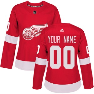 Detroit Red Wings Custom Official Red Adidas Authentic Women's Custom Home NHL Hockey Jersey