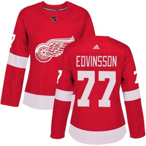 Detroit Red Wings Simon Edvinsson Official Red Adidas Authentic Women's Home NHL Hockey Jersey