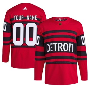 Detroit Red Wings Custom Official Red Adidas Authentic Youth Custom Reverse Retro 2.0 NHL Hockey Jersey