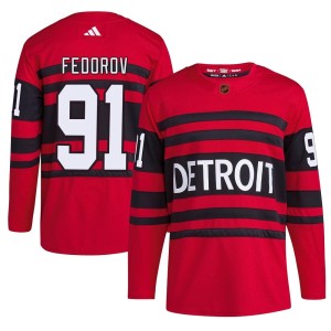 Detroit Red Wings Sergei Fedorov Official Red Adidas Authentic Youth Reverse Retro 2.0 NHL Hockey Jersey
