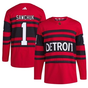 Detroit Red Wings Terry Sawchuk Official Red Adidas Authentic Youth Reverse Retro 2.0 NHL Hockey Jersey