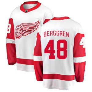 Detroit Red Wings Jonatan Berggren Official White Fanatics Branded Breakaway Adult Away NHL Hockey Jersey