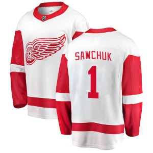 Detroit Red Wings Terry Sawchuk Official White Fanatics Branded Breakaway Adult Away NHL Hockey Jersey