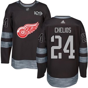 Detroit Red Wings Chris Chelios Official Black Authentic Adult 1917-2017 100th Anniversary NHL Hockey Jersey