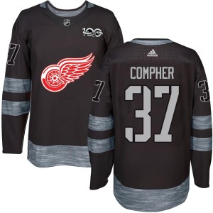 Detroit Red Wings J.T. Compher Official Black Authentic Adult 1917-2017 100th Anniversary NHL Hockey Jersey
