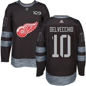 Detroit Red Wings Alex Delvecchio Official Black Authentic Adult 1917-2017 100th Anniversary NHL Hockey Jersey