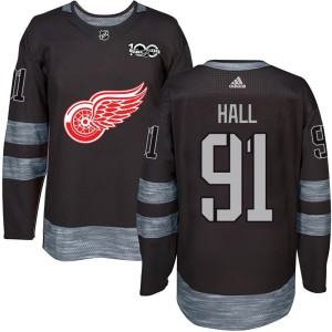 Detroit Red Wings Curtis Hall Official Black Authentic Adult 1917-2017 100th Anniversary NHL Hockey Jersey