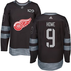 Detroit Red Wings Gordie Howe Official Black Authentic Adult 1917-2017 100th Anniversary NHL Hockey Jersey