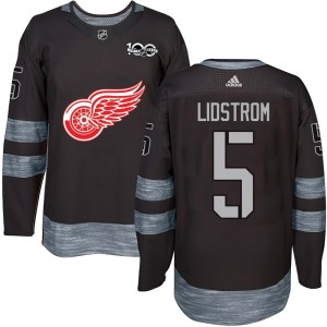 Detroit Red Wings Nicklas Lidstrom Official Black Authentic Adult 1917-2017 100th Anniversary NHL Hockey Jersey