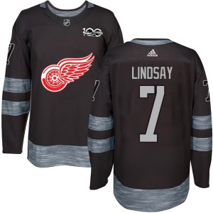 Detroit Red Wings Ted Lindsay Official Black Authentic Adult 1917-2017 100th Anniversary NHL Hockey Jersey