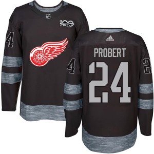 Detroit Red Wings Bob Probert Official Black Authentic Adult 1917-2017 100th Anniversary NHL Hockey Jersey