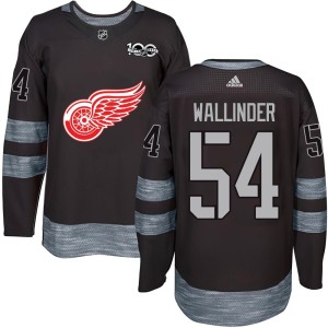 Detroit Red Wings William Wallinder Official Black Authentic Adult 1917-2017 100th Anniversary NHL Hockey Jersey