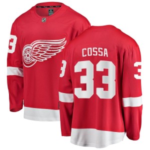 Detroit Red Wings Sebastian Cossa Official Red Fanatics Branded Breakaway Adult Home NHL Hockey Jersey