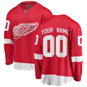 Detroit Red Wings Custom Official Red Fanatics Branded Breakaway Adult Custom Home NHL Hockey Jersey