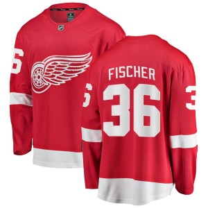 Detroit Red Wings Christian Fischer Official Red Fanatics Branded Breakaway Adult Home NHL Hockey Jersey