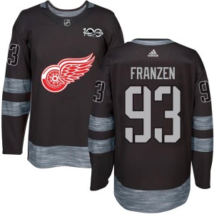 Detroit Red Wings Johan Franzen Official Black Authentic Youth 1917-2017 100th Anniversary NHL Hockey Jersey