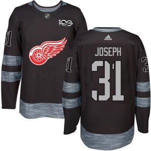 Detroit Red Wings Curtis Joseph Official Black Authentic Youth 1917-2017 100th Anniversary NHL Hockey Jersey