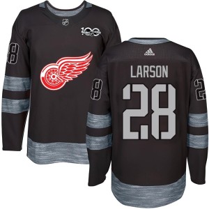 Detroit Red Wings Reed Larson Official Black Authentic Youth 1917-2017 100th Anniversary NHL Hockey Jersey