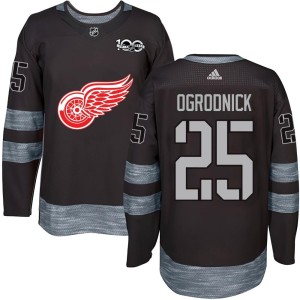 Detroit Red Wings John Ogrodnick Official Black Authentic Youth 1917-2017 100th Anniversary NHL Hockey Jersey