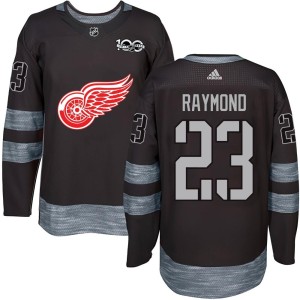 Detroit Red Wings Lucas Raymond Official Black Authentic Youth 1917-2017 100th Anniversary NHL Hockey Jersey
